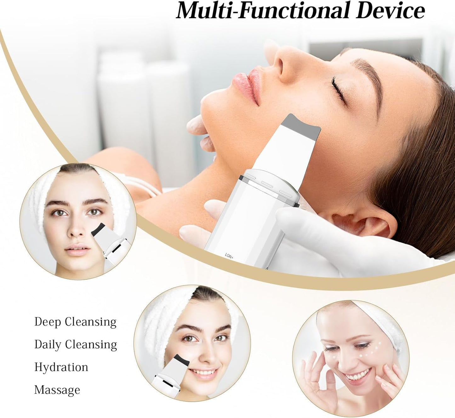 ANLAN Peeling Ultrasónico Facial Skin Scrubber Exfoliación Limpiador De Poros Para Limpieza Y Cuidado (Blanco)