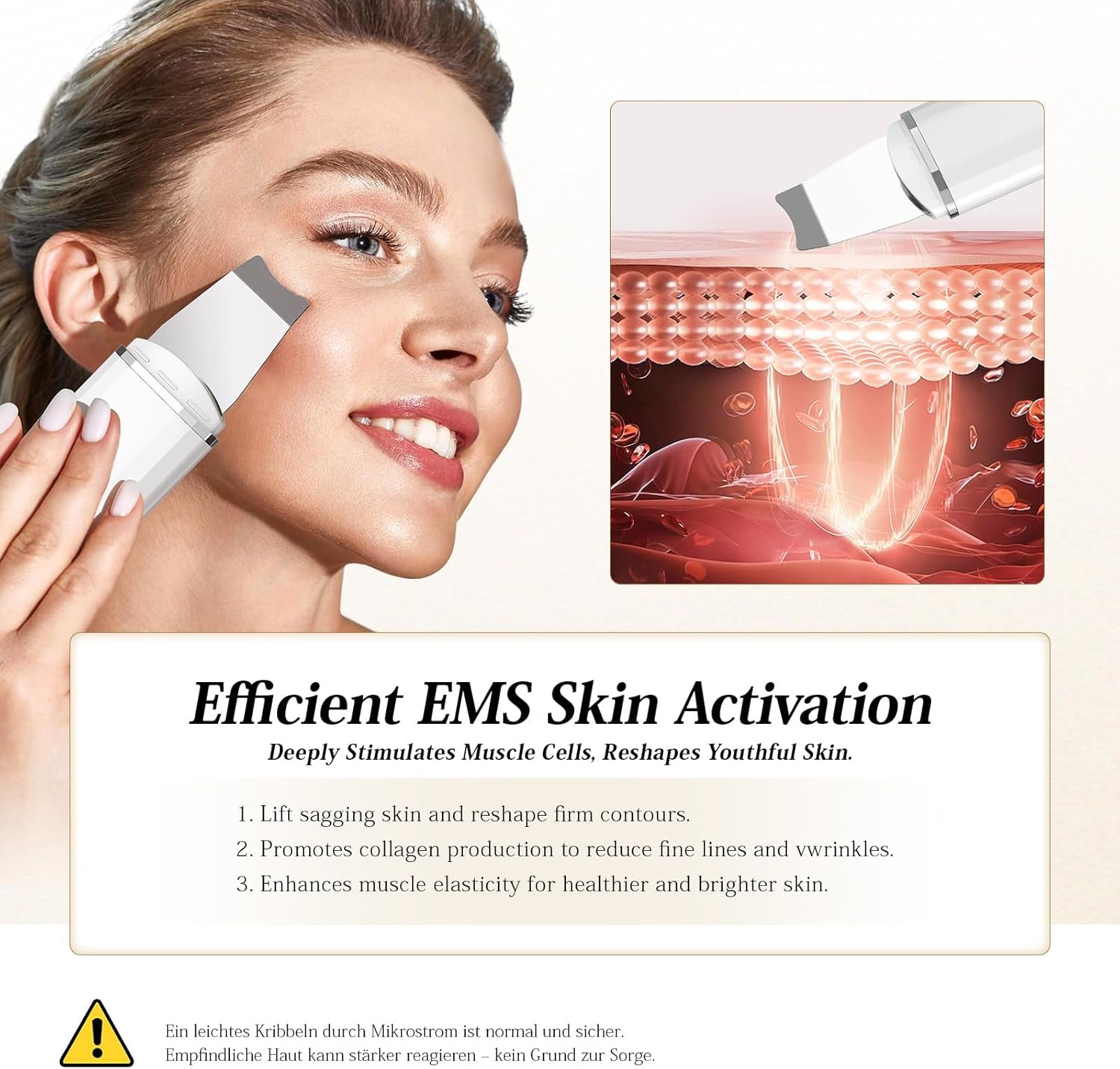 ANLAN Peeling Ultrasónico Facial Skin Scrubber Exfoliación Limpiador De Poros Para Limpieza Y Cuidado (Blanco)